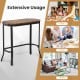Narrow end side sofa table with rustic brown tabletop and heavy-duty steel frame, perfect for living room or entryway.